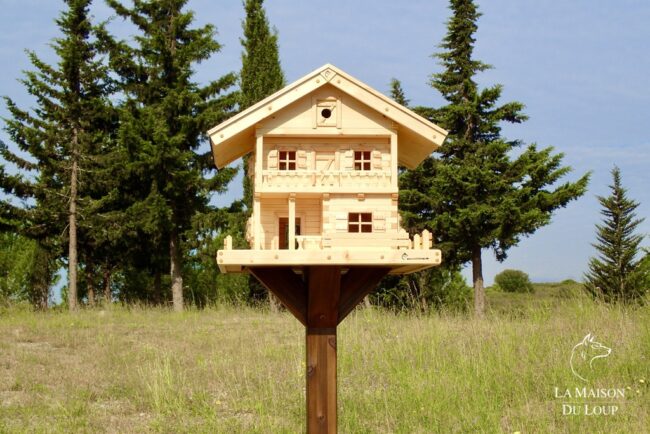 Villa d'oiseaux en bois massif